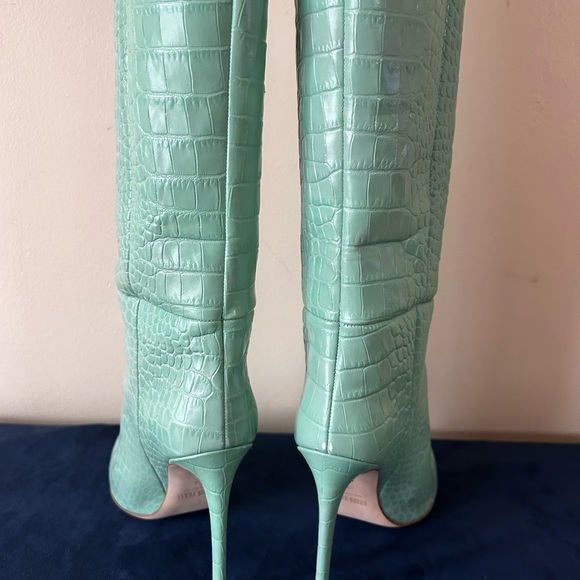 Paris Texas Women's Green Croc-effect Leather Knee-high Boots - Picture 5 of 12